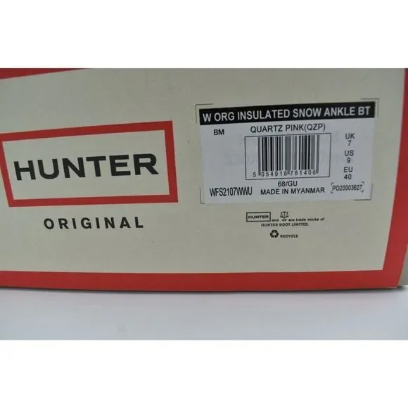 Hunter Original Womens Size 9 Quartz Pink Insulated Ankle Snow Boots Booties - Picture 12 of 13